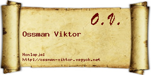 Ossman Viktor névjegykártya